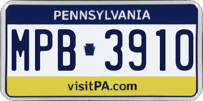 PA license plate MPB3910