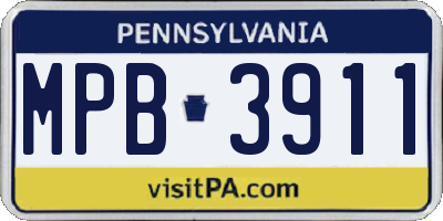 PA license plate MPB3911