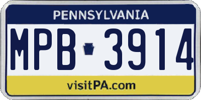 PA license plate MPB3914