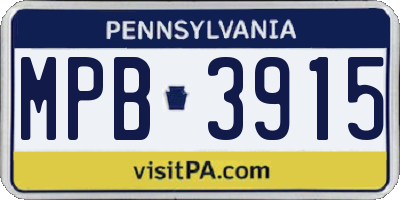 PA license plate MPB3915