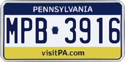 PA license plate MPB3916