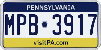 PA license plate MPB3917