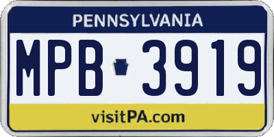 PA license plate MPB3919