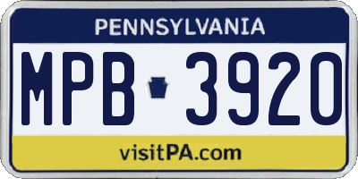 PA license plate MPB3920