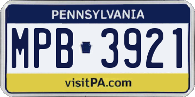 PA license plate MPB3921