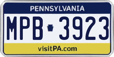 PA license plate MPB3923