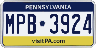 PA license plate MPB3924