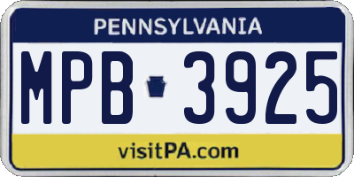 PA license plate MPB3925