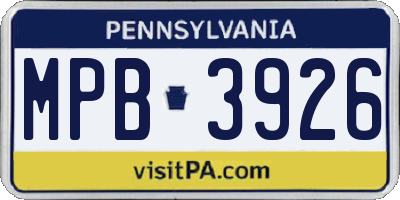 PA license plate MPB3926