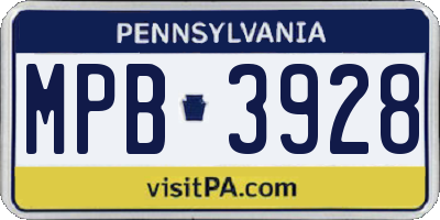 PA license plate MPB3928