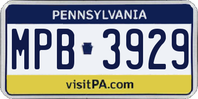 PA license plate MPB3929