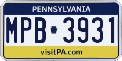 PA license plate MPB3931