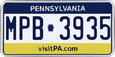 PA license plate MPB3935