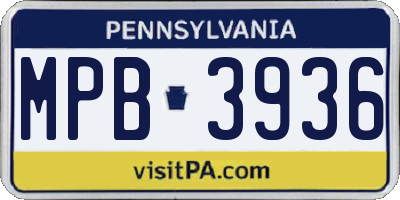 PA license plate MPB3936