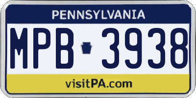 PA license plate MPB3938