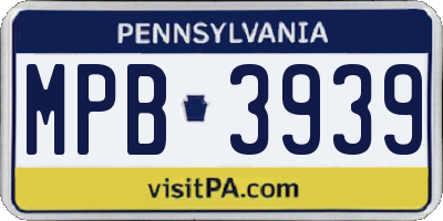 PA license plate MPB3939