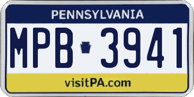 PA license plate MPB3941