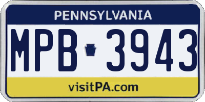 PA license plate MPB3943