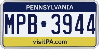 PA license plate MPB3944