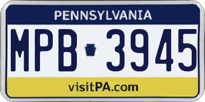 PA license plate MPB3945