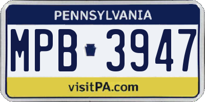 PA license plate MPB3947