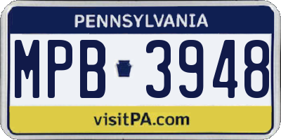 PA license plate MPB3948