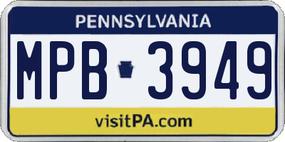 PA license plate MPB3949