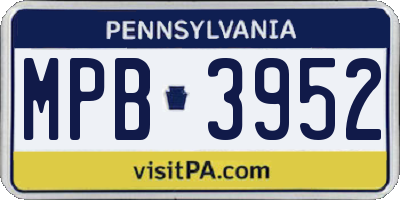 PA license plate MPB3952