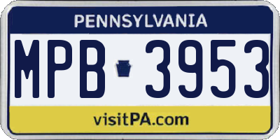 PA license plate MPB3953