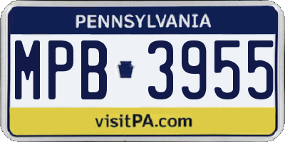 PA license plate MPB3955