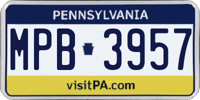 PA license plate MPB3957