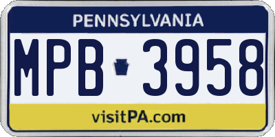 PA license plate MPB3958
