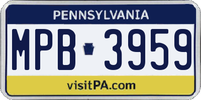 PA license plate MPB3959