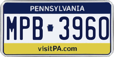PA license plate MPB3960