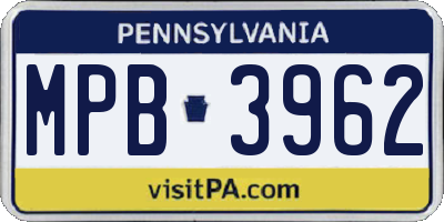 PA license plate MPB3962