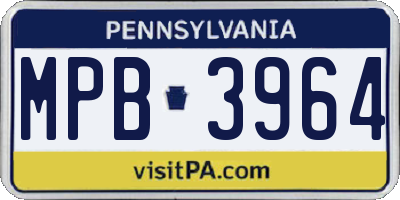 PA license plate MPB3964