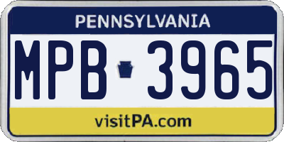 PA license plate MPB3965