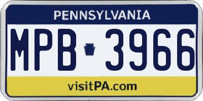 PA license plate MPB3966