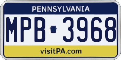 PA license plate MPB3968