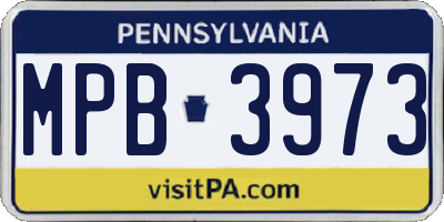 PA license plate MPB3973