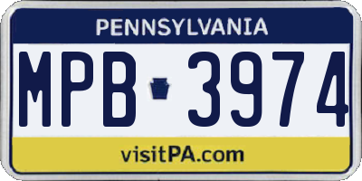 PA license plate MPB3974