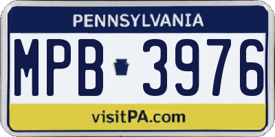 PA license plate MPB3976