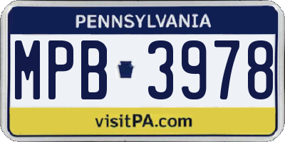 PA license plate MPB3978