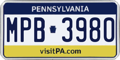 PA license plate MPB3980