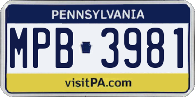 PA license plate MPB3981