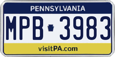 PA license plate MPB3983