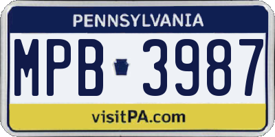 PA license plate MPB3987