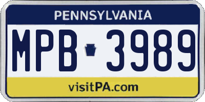 PA license plate MPB3989