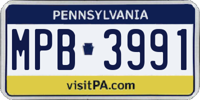 PA license plate MPB3991