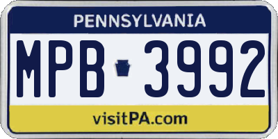 PA license plate MPB3992